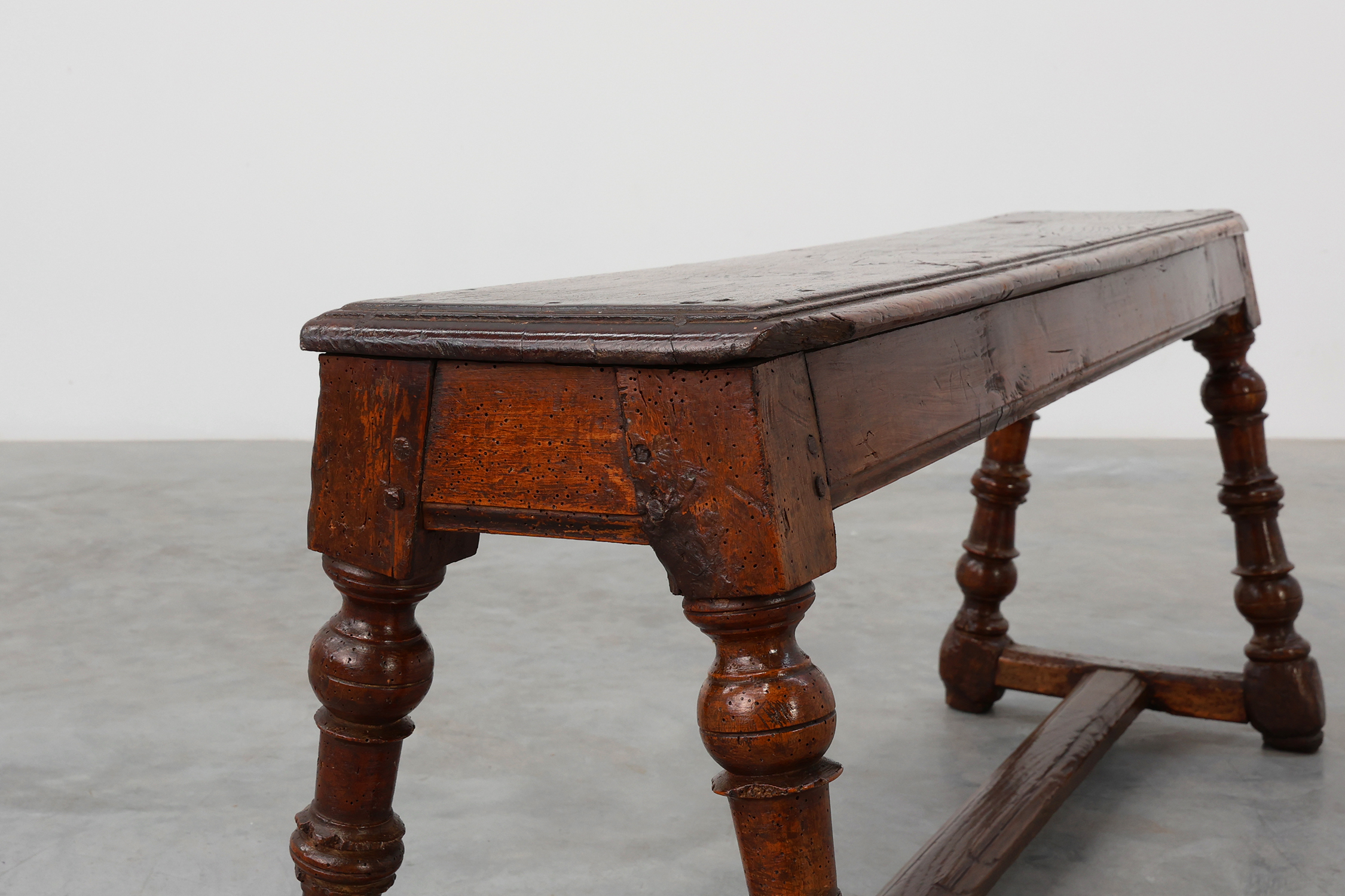 Antique English oak farmhouse bench, UK ca. 1850thumbnail